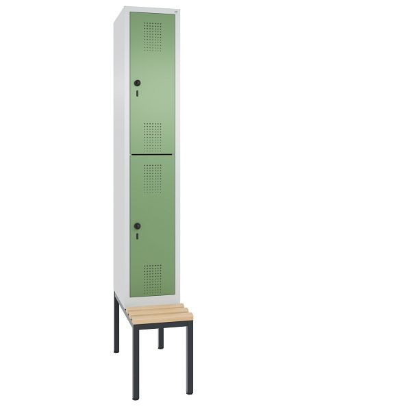 C+P Spind doppelstöckig Evolo, 1 Abteil, H2090xB320xT815 mm, Grau/Resedagrün, 48350-10 S10345