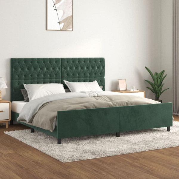 vidaXL Bettgestell mit Kopfteil Dunkelgrün 200x200 cm Samt, 3125961