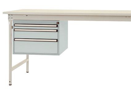 Manuflex Gehäuse-Unterbau stationär, Nutzhöhe 300 mm mit 3 Schubfächer, für Tischtiefe 800 mm, Lichtgrau, ZB4652.7035