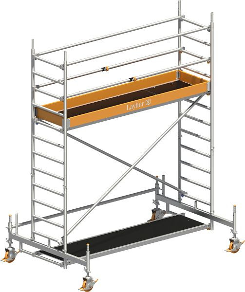 Layher Gerüst Uni Standard P2 mit Uni Telegeländer, Max. Plattformhöhe: 2,35 m, 1411102