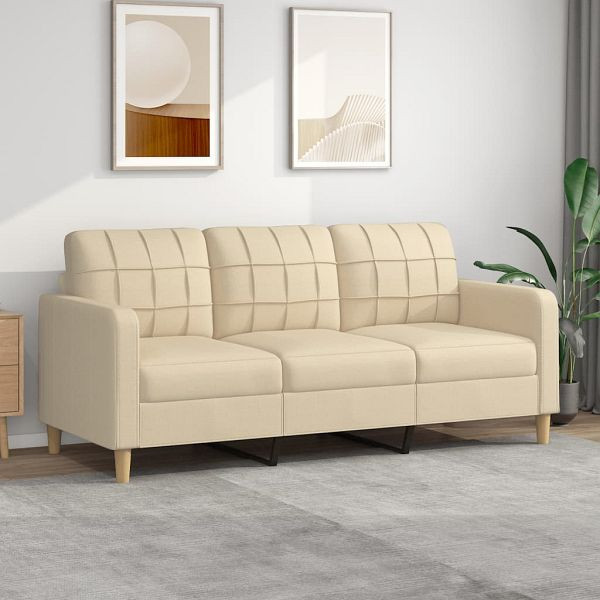 vidaXL 3-Sitzer-Sofa Creme 180 cm Stoff, Füllung: Schaumstoff, 359101
