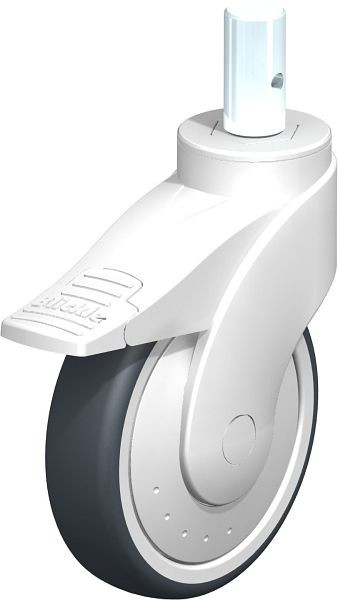 Blickle LWK-TPA 126K-FI-FK-ZA55 Kunststoff-Lenkrolle WAVE mit Zapfen & Feststeller, Thermoplastisches Gummi-Elastomer, Grau, 743252