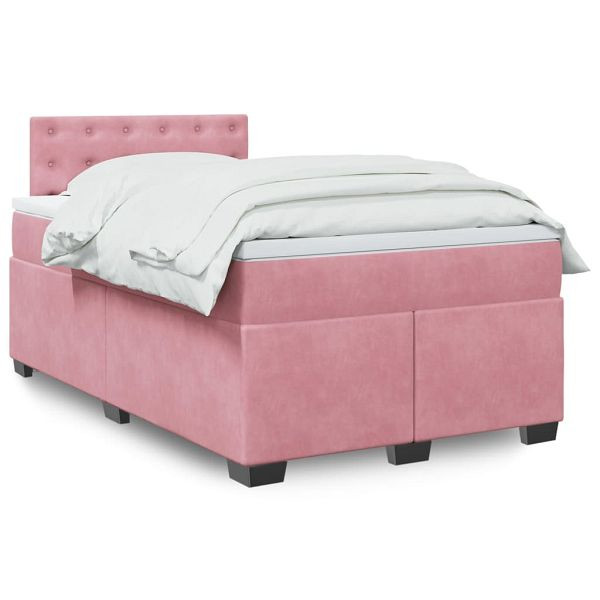 vidaXL Boxspringbett mit Matratze Rosa 120x200 cm Samt, 3288599