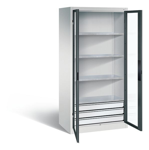 C+P Werkzeugschrank Acurado, H1950xB930xT600mm, Farbe: Lichtgrau / Anthrazitgrau, Muldengriff, 8922-553 S10051