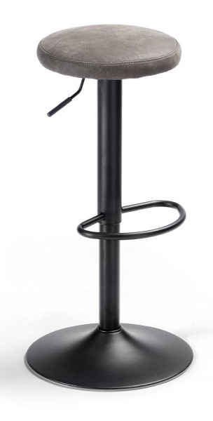 Deskin Barhocker NERO - pflegfeleichter Microfaser-Bezug, Trompetenfuß schwarz mit Fußstütze, Sitz: Mircofaser anthrazit, 294094