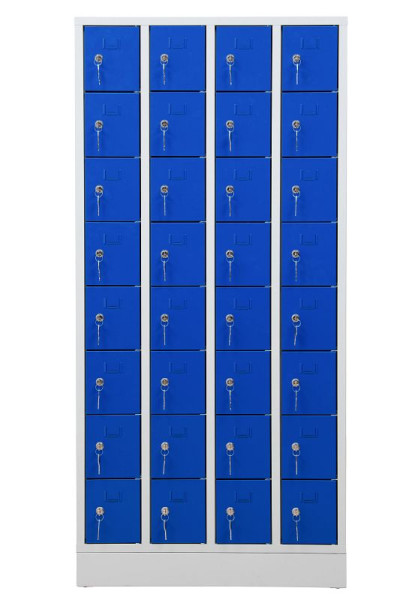 Gürkan Schließfachschrank, 15 x 80 x 168 cm, Lichtgrau, Enzianblau, EU Zylinderschloss, PEL.32(4.8), 110298