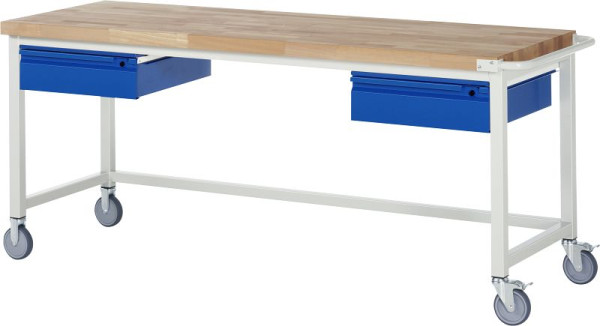 RAU Fahrbare Werkbank 8002I1, B2000xT700xH880mm, Ablageboden MT, 2xSchublade-TA, 05-8002I1-207R4S.11