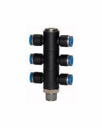 Riegler T-Mehrfachverteiler mit Innensechskant, 6-fach, drehbar, Außengewinde konisch mit Gewindebeschichtung, 109778