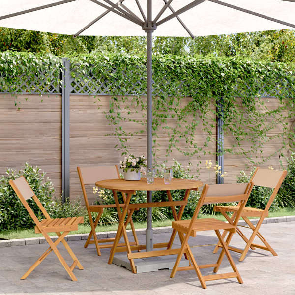 vidaXL 5-tlg. Garten-Essgruppe Stoff und Massivholz Taupe, 3281774