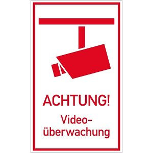 Moedel ACHTUNG! Videoüberwachung, Alu, 300x500 mm, 99106