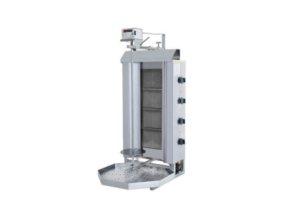SGS Gastro Gas Dönergrill mit Motor oben, Gyrosgrill 4 Brenner, max. 50 kg, inkl. Flügeltüren, DS33