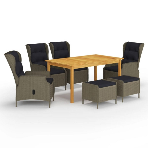 vidaXL 7-tlg. Garten-Essgruppe Braun, Polyester, 3067846