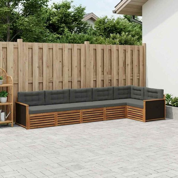vidaXL Outdoor-Sofagarnitur 6-teilig Natur und Anthrazit, 3383405