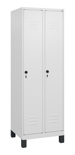 C+P Umkleidespind Classic PLUS, Füße, 2 Abteile, 1800x600x500mm, 9016/9016, Drehriegel, 0800107-20 S10014