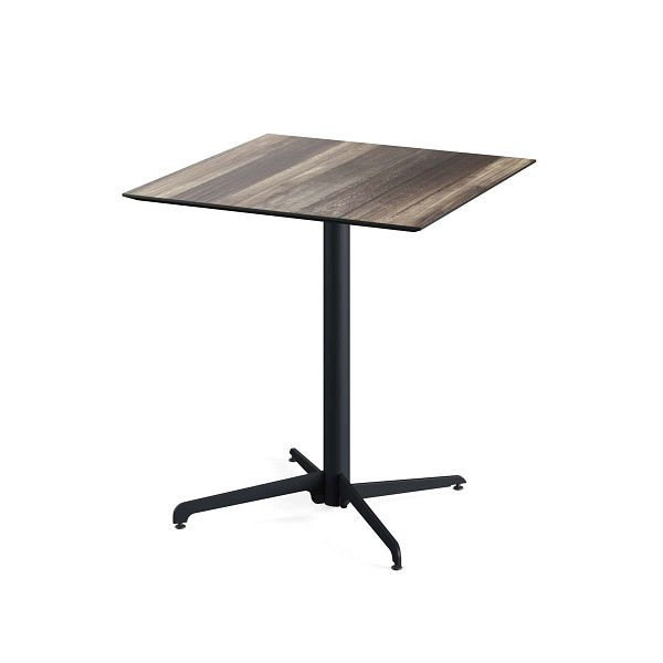 Feros X Cross Terrassentisch Schwarz gestell + Tropical Wood HPL 70x70 cm, 110031277