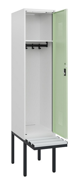 C+P Spind Evolo PLUS, 1 Abteil, 1950x400x815mm, 9016/6019, Zylinderschloss, Material Sitzfläche Kunststoff, 0490405-12 S10100