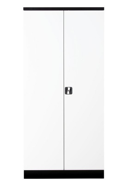 Gürkan Flügeltürenschrank, 42 x 92 x 195 cm, Schwarz, Lichtgrau, Fachboden Stück 4, FLC.19/N, 110627