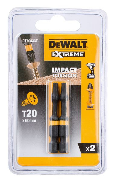 DeWalt Torsion Bit schlagfest T20 50mm, VE: 2 Stück, DT70533T-QZ