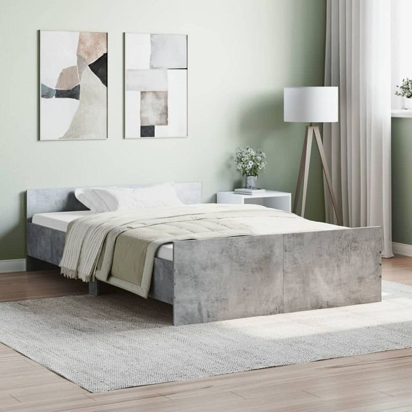 vidaXL Bettgestell mit Kopf- und Fußteil Betongrau 120x200 cm, 3203743