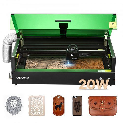 VEVOR 20W Lasergravierer & Schneidemaschine mit Kamera, 36000 mm/min, 50 x 32 cm, für Holz, Leder, Glas, Klasse 1, FBSJGDKJ20W52ONY0001V2