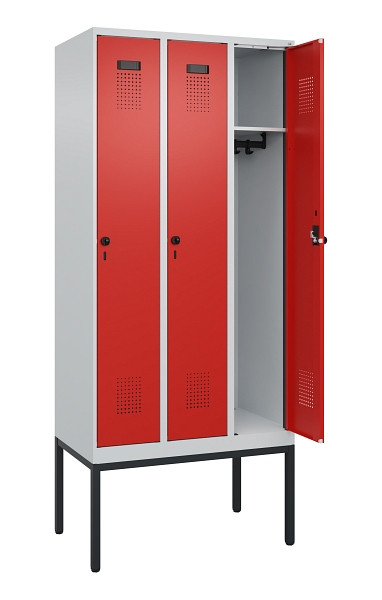 C+P Spind Evolo PLUS, Gestell, 3 Abteile, 2120x900x500mm, 7035/3020, Verschluss Drehriegel, Ablageböden 3, 0490307-30 S10005