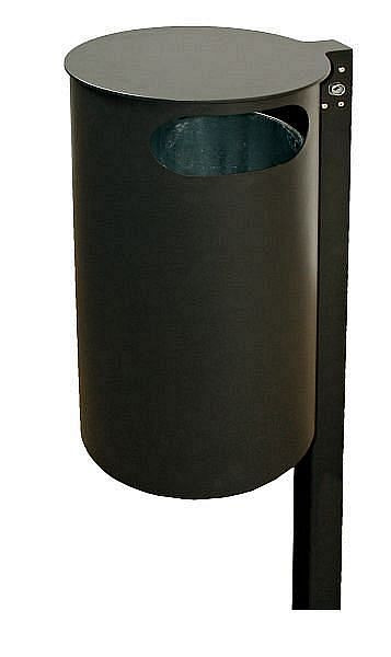 Renner Abfallbehälter mit Pfosten ca. 40 L, zum Aufschrauben, inkl. Ascher, Behälterabmessungen Ø 370 x H 705 (mm), moosgrün, 7706-30PB 6005