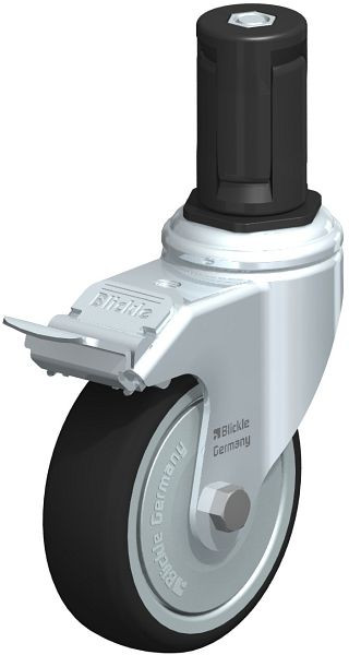 Blickle LKRA-PATH 101K-11-FI-FK-ER15 Apparate-Lenkrolle mit Expander & Feststeller, Thermoplastisches Polyurethan, Grau, 848809