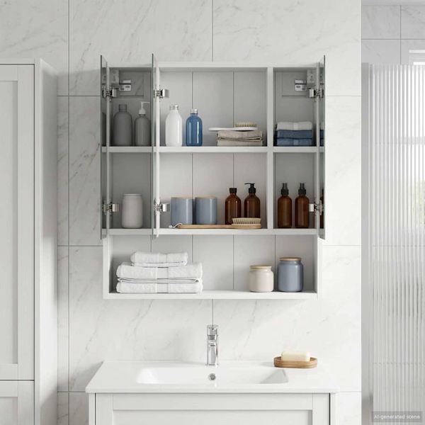 vidaXL Badezimmerspiegelschrank Weiß 60 x 14.5 x 70 cm Holzwerkstoff, 889183