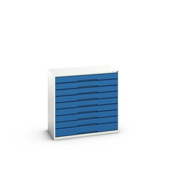 bott verso Schubladenschrank, mit 9 Schubladen, BxTxH: 1050 x 550 x 1000 mm, Lichtgrau / Enzianblau, 16925257.11