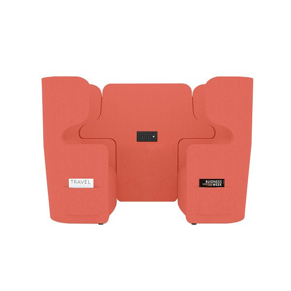 Bisley Raum in Raum Lösung Vivo, Zweisitzer, Hohe Rückenlehne, 2 Seitentaschen, 2 Steckdosen und 2 USB Anschlüsse, NE0013 signalrot, VIVH2SETPS2.NE0013