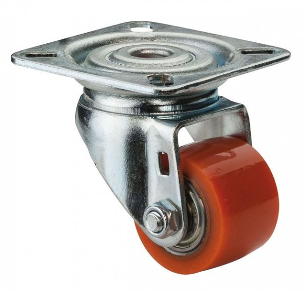 BS Rollen Kompaktrolle, Rad-Breite 25 mm, Rad-Ø 35 mm, Tragfähigkeit 100 kg, Lauffläche Polyurethan, Radkörper Stahl, Kugellager, A600.C10.035