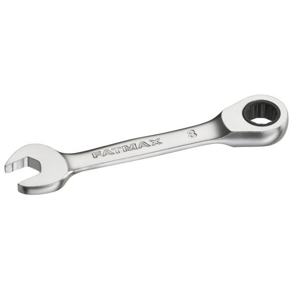 Stanley FATMAX Ringmaulschlüssel mit Ratsche 8 mm, kurze Ausführung, 72 Zähne, 12-Kant, 15° gekröpft, FMMT13097-0
