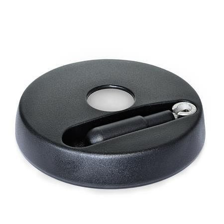 Ganter Umleggriff-Handräder, Kunststoff, Buchse / Umlegmechanik Edelstahl (GN 521.6-200-K20-R), 521.6-200-K20-R