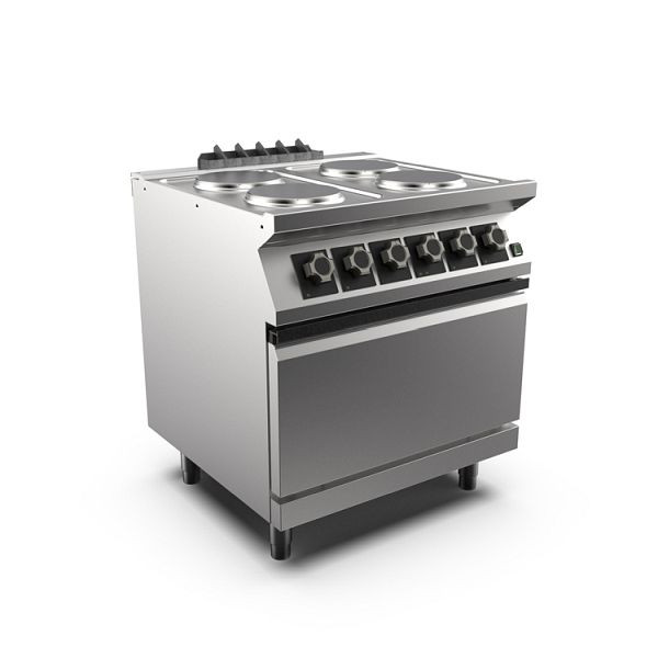 Mareno M1-700 Kocher mit 4 runden Platten und Elektrobackofen GN 1/1, 80cm, PC78EFEVPT, 171.134