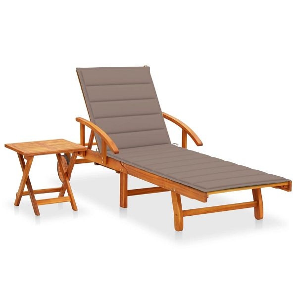 vidaXL Sonnenliege mit Tisch und Auflage Akazie Massivholz, 3061625