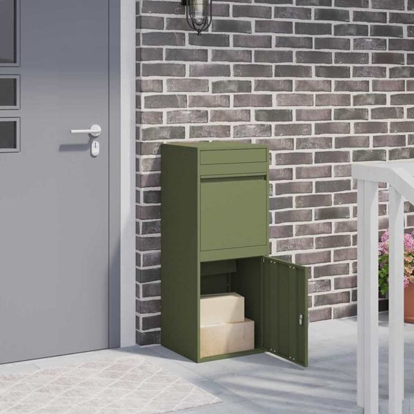 vidaXL Paketdrop-Box Olivgrün 41 x 38 x 103 cm Stahl, 874936