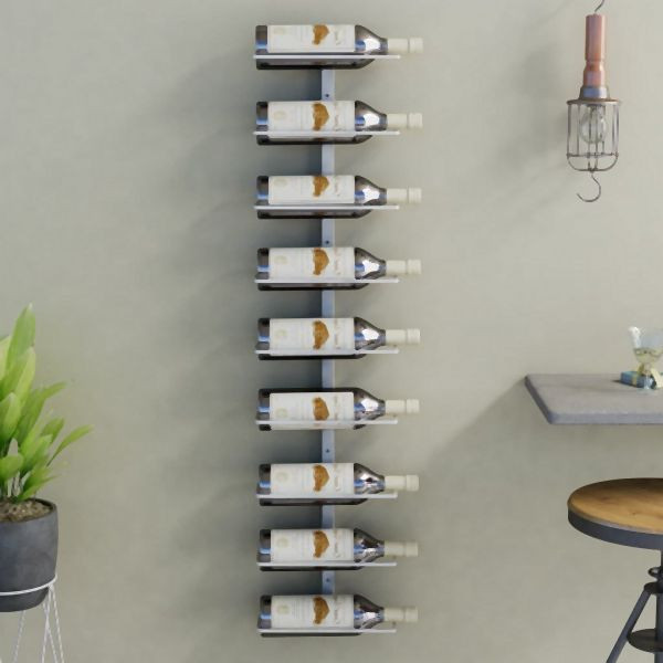 vidaXL Wand-Weinregal für 9 Flaschen Weiß Eisen, 340900