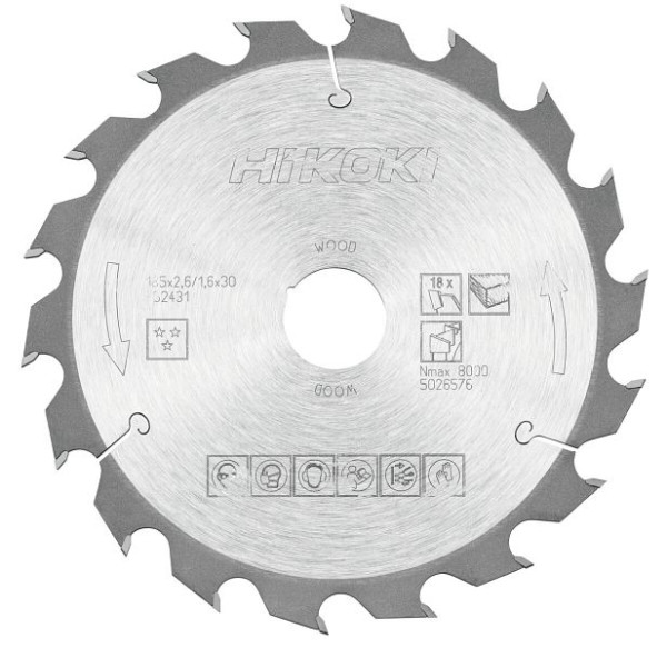 HiKOKI TCT Kreissägeblatt Holz 185x30 Z18 Wechselzahn, 752431