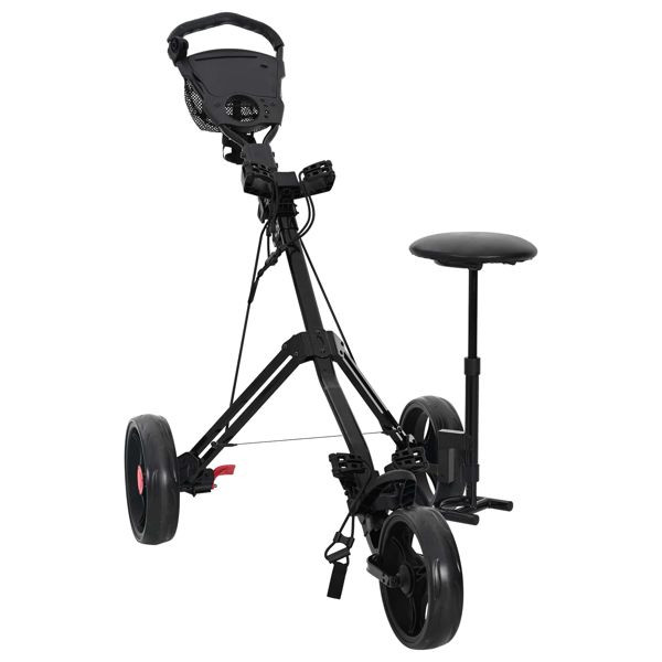 vidaXL Golf-Dolly mit Sitz Schwarz 95 x 69 x 114 cm Eisen, 42033588