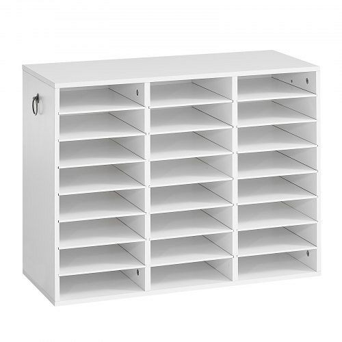 VEVOR Dokumentenablage Holz Schreibtisch Organizer mit 24 Fächern Weiß, Akten, Papiere, Verstellbaren Einlegböden Büro, MDF, WJZLFPJRZBC2EGOD5001V0
