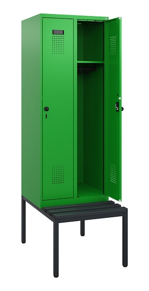 C+P Spind Evolo PLUS, 2 Abteile, 1950x600x815mm, 6037/6037, Drehriegel, Sitzfläche Kunststoff, Sitzbank, 0490505-20 S10080