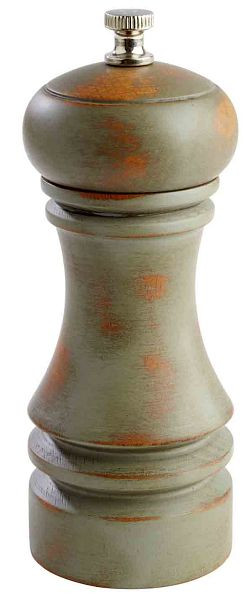 APS Pfeffermühle, Ø 5,5 cm, Höhe: 15 cm, deutsches Buchenholz, Farbe: oliv / vintage, Mahlwerk aus Carbonstahl, 40546