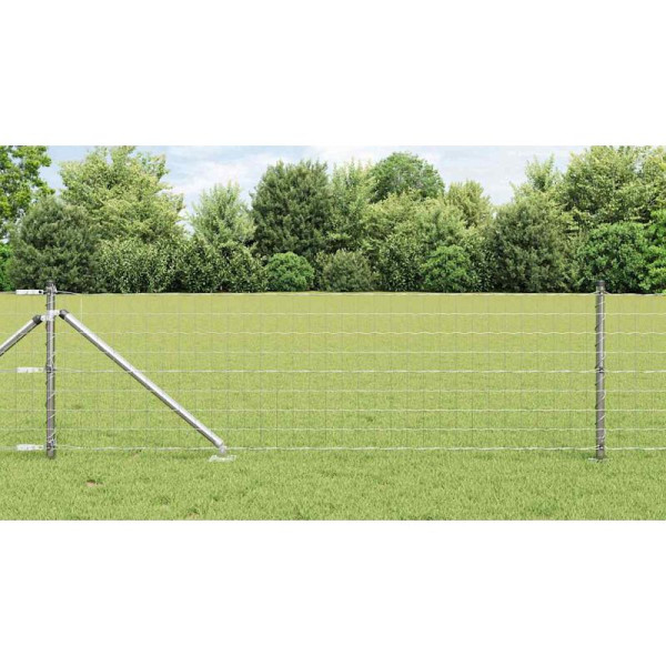 vidaXL Zaun mit Pfosten Silber 0.8 x 25 m Stahl, 3350796
