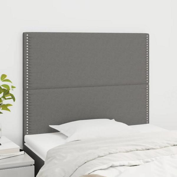 vidaXL Kopfteile 2 Stück Dunkelgrau 100x5x78/88 cm Stoff, 3116183