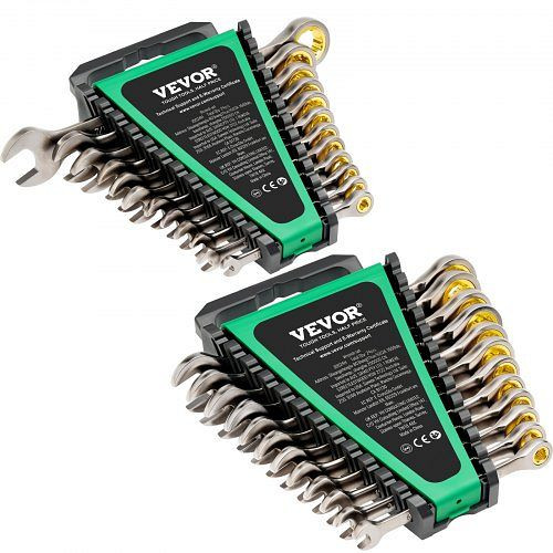 VEVOR 24-tlg. Ratschenschlüsselsatz mit Organizer, Cr-V-Stahl, SAE 1/4"-7/8", metrisch 8-19 mm, für Haushalt & Werkstatt, ZXBSTZGDK24PU44S3V0