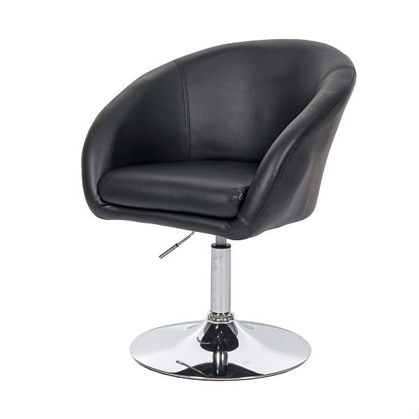 Mendler Esszimmerstuhl HWC-F19, Küchenstuhl Stuhl Drehstuhl Loungesessel, drehbar höhenverstellbar, Kunstleder schwarz, 69247
