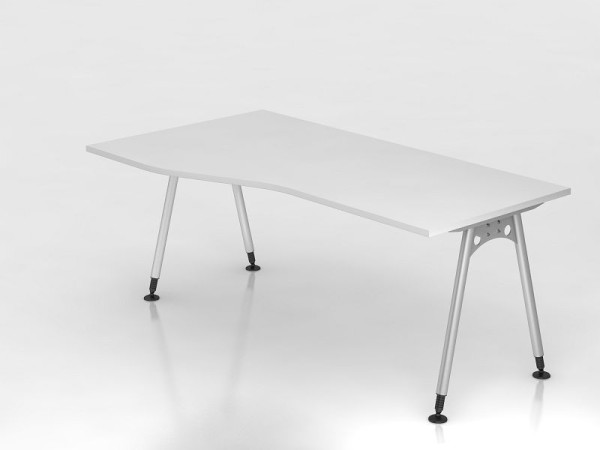 Hammerbacher Schreibtisch A-Fuß 180x100/80cm Weiß, Freiform, links oder rechts montierbar, VAS18/W/S