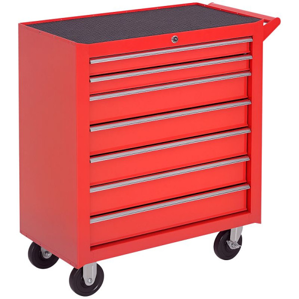 DURHAND Werkzeugwagen, 2 kleine & 5 große Schubladen, Stahl, bis 150 kg, 69 x 33 x 75 cm, Rot, B20-056