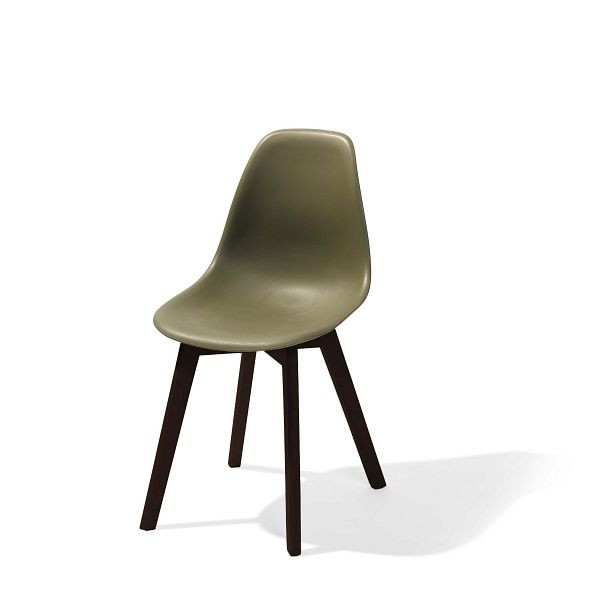 VEBA Keeve Stapelstuhl grün ohne Armlehne, dunkles Birkenholz Gestell und Kunststoff Sitzfläche, 47 x 53 x 83 cm (BxTxH), 505FD01SDG