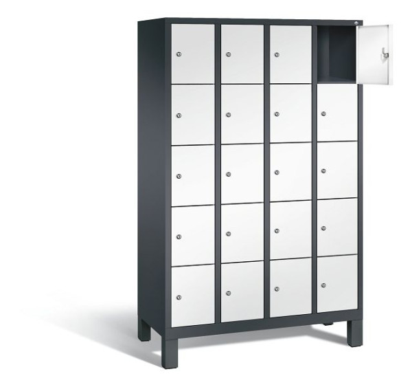 C+P Schließfachschrank Evolo, H1850xB1190xT500mm, Farbe: Schwarzgrau / Verkehrsweiß, 48010-405 S10169